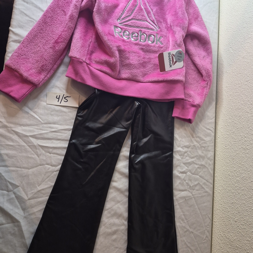 Reebok Fuchsia Sweaand Black Pants Flair Legs Set